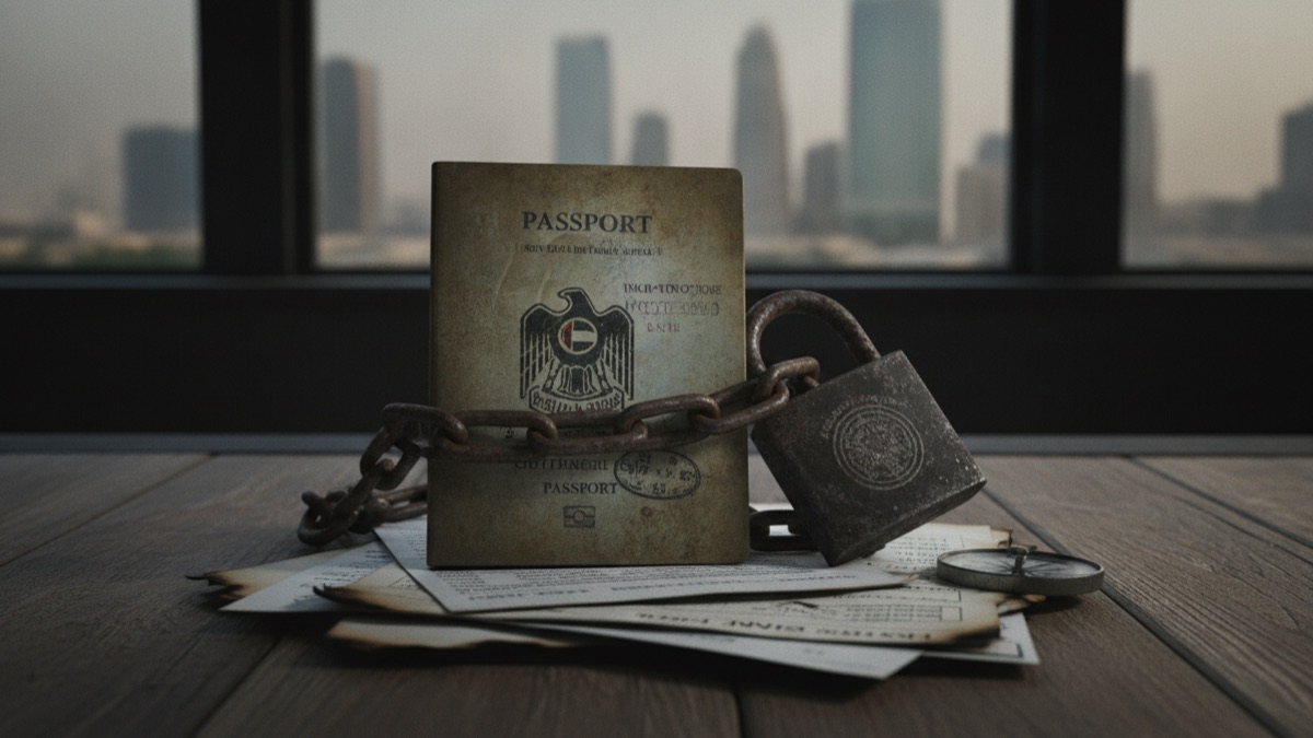 رسم توضيحي لمقال الديون في الإمارات وحظر السفر: ما الذي يحدث عند التعثر؟